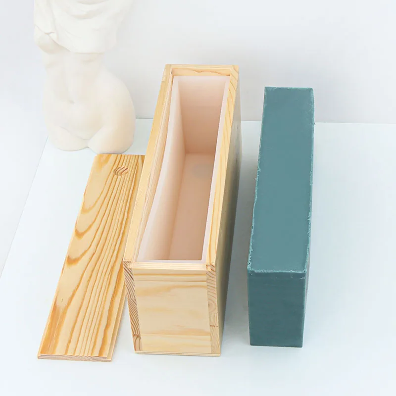 

1200ml Rectangle Soap Mould Thickening Silicone Wooden Box with Cover DIY Loaf Toast Cake Baking Tools Handmade Soap Making Mold