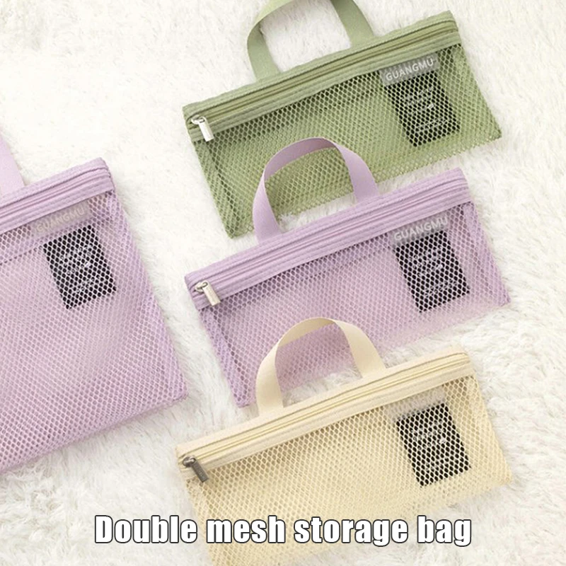 Nylon Mesh Beach Storage Bag Travel Portable Makeup Brush Toothbrush Toothpaste Storage Bag Case Container Bathroom Accessories 2