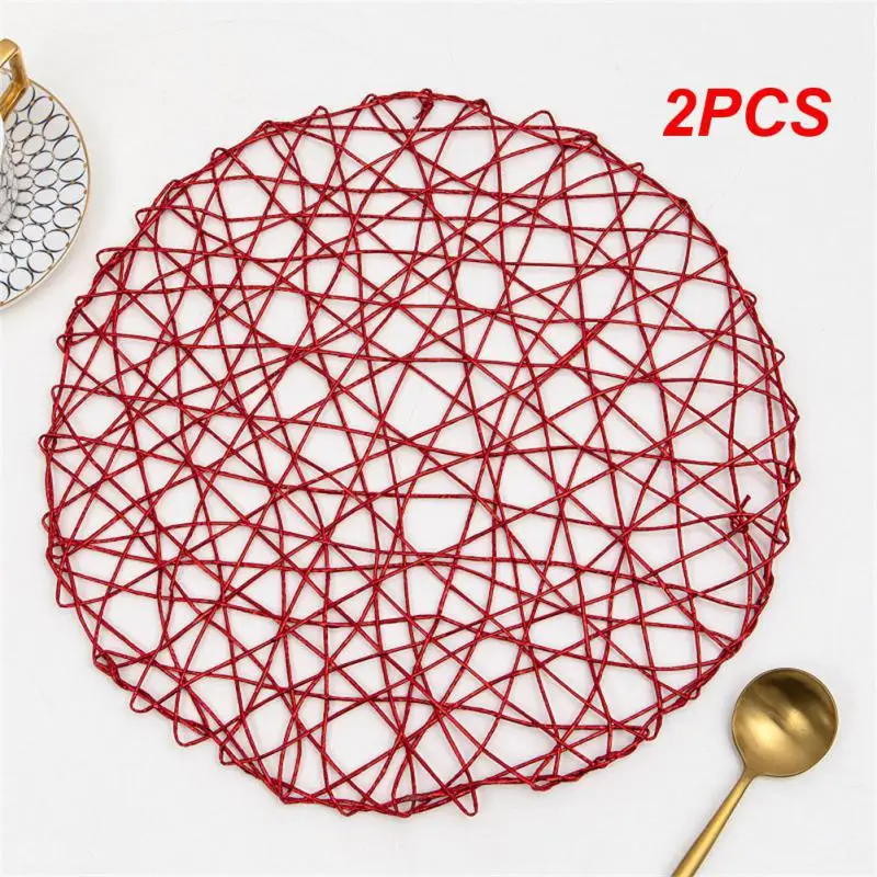 

2PCS Thermal Insulation Mat Household Round Hand Woven Anti-slip High Quality Kitchen Table Padding 38cm Multifunctional