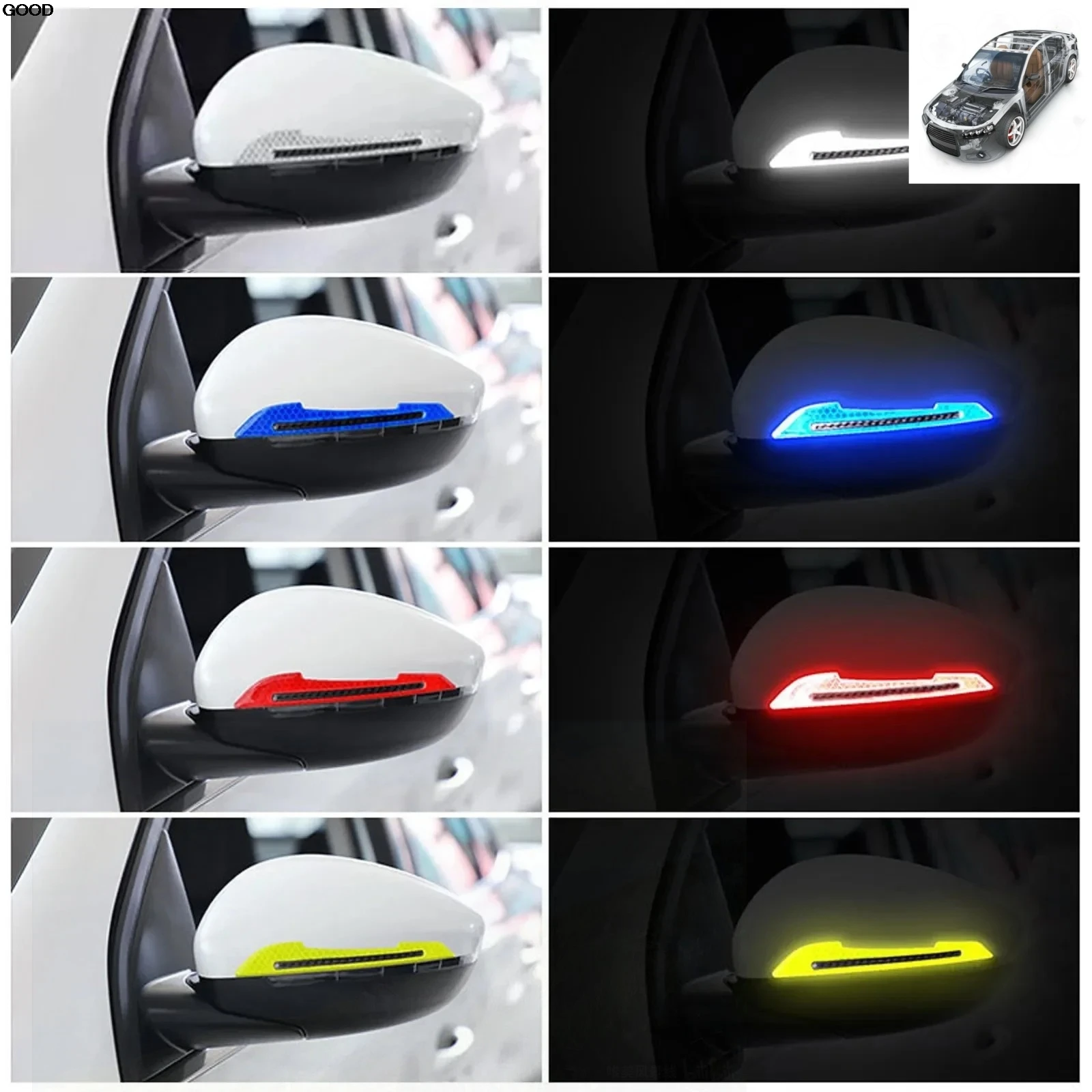 2PCS 자동차 반사 스티커 SEAT Altea Toledo MK1 MK2 Ibiza Cupra Leon Cupra 용 자동차 스타일링 백미러 스티커