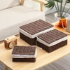 3PCS Rattan Woven Laundry Basket Cosmetic Jewelry Storage Basket Fabric Artly Handcrafted Three-Piece Set for Items 5