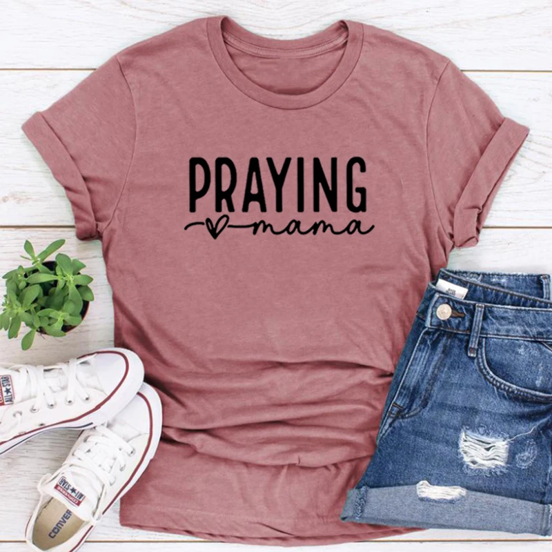 

Praying Mama Shirt Christian Mama T-Shirt Mother's Day Cute Prayer Mom Shirts Blessing Mama Tee Religious Mom Gift