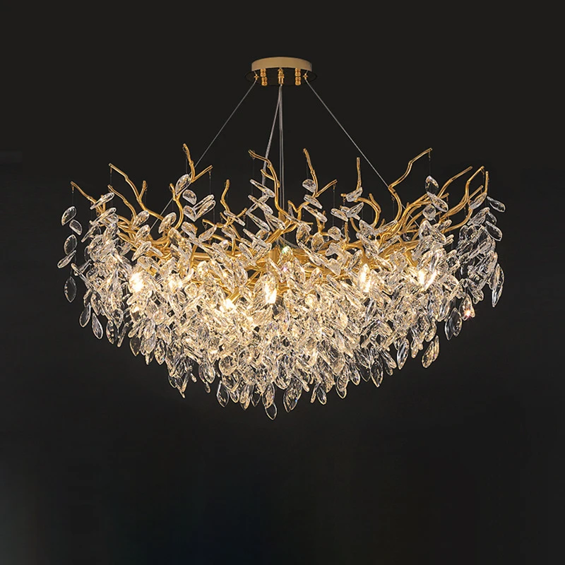 French modern luxury upscale ambiance lamp dining room bedroom duplex ceiling light luxury tree branch crystal chandelier 6
