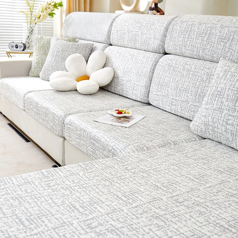 Cool Feeling Ice Silk Sofa Cover All-inclusive Universal Summer Living Room Sofa Cover Thickened Stretch Anti-slip Dust-proof 4
