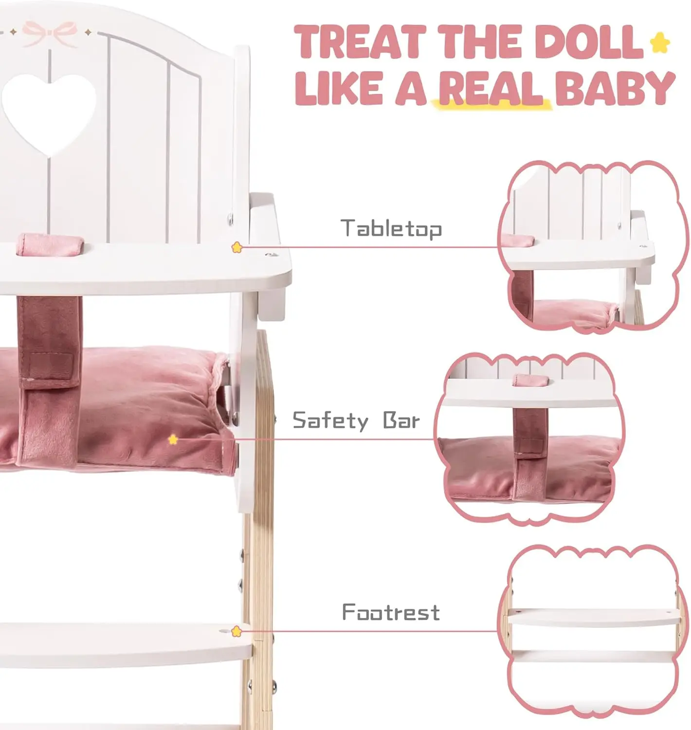 Wooden Doll High Chair 4