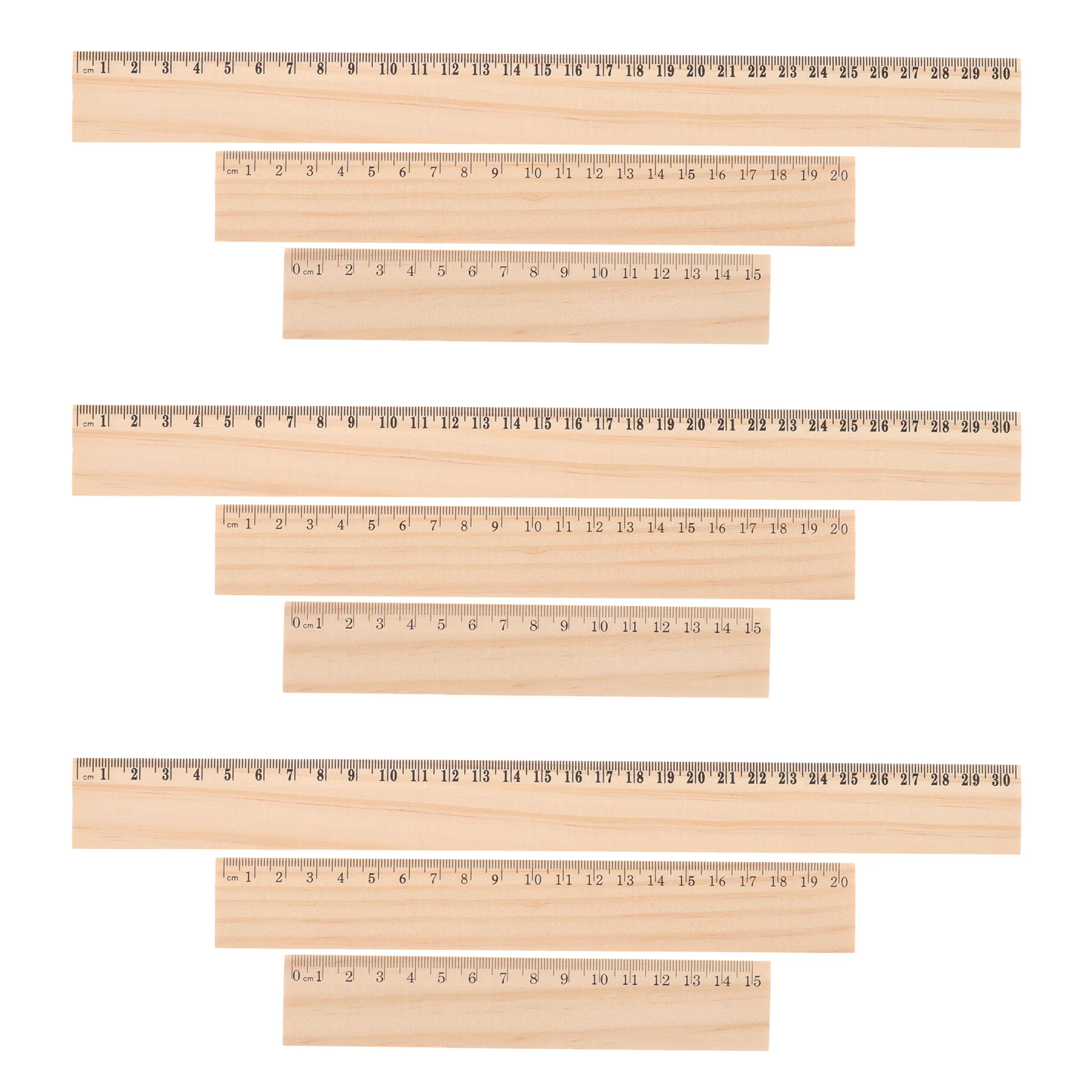 Wooden Ruler Set Straight Edges Rulers Measuring Tools Drafting Supplies Learning Aids Office Accessories 9 Pcs ruler set