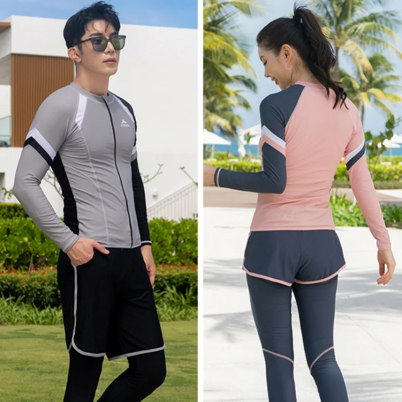 Women 5pcs/set Long Sleeve Rash Guard Zip Swimsuit Full Body Bathing Suit for Adult Sun UV Protection Wetsuit Beach rash guard surfing swimsuit