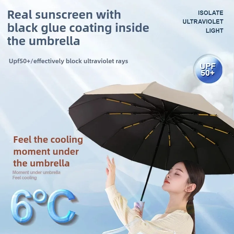 8-ribs Double Keel Fully Automatic Umbrella Sun Protection UV Protection Storm Resistance Umbrella 1PC automatic umbrella,windproof umbrella