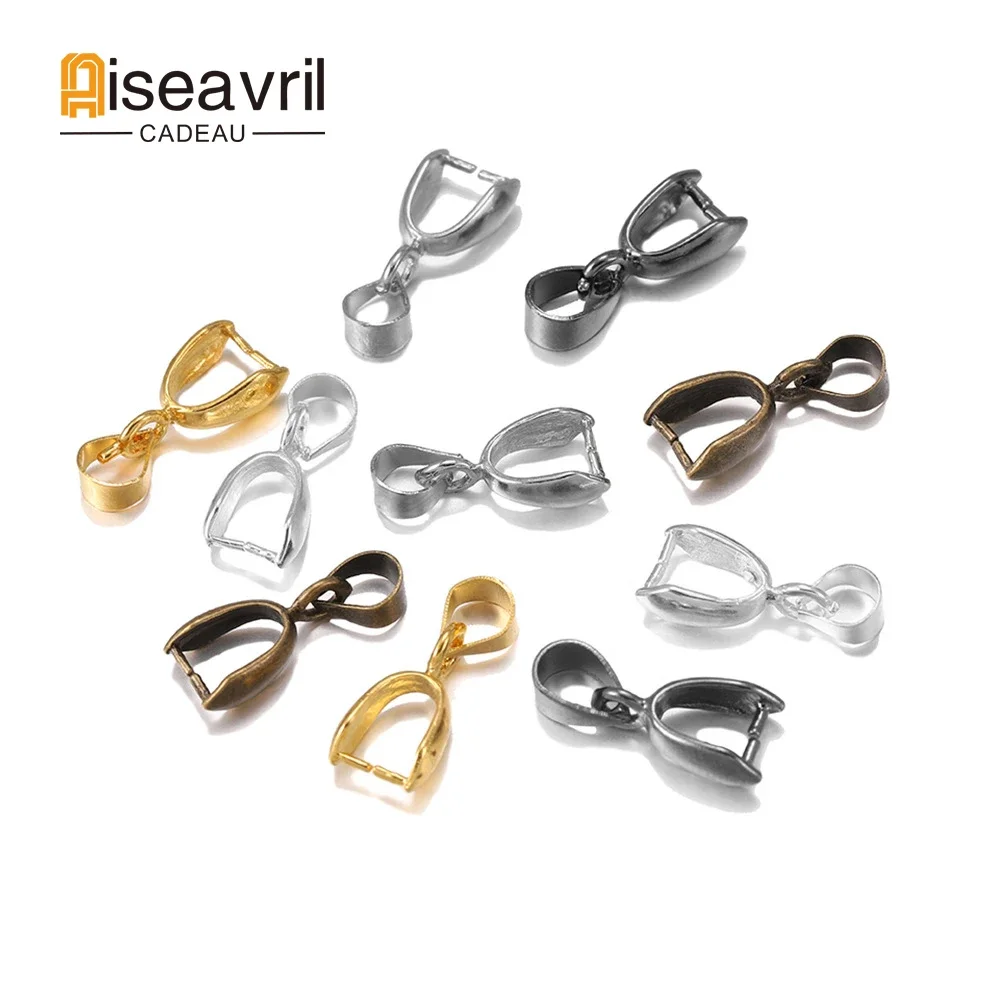 

50pcs/lot 5x14mm 6x17mm 8x20mm 6 Colors Plated Pendants Clasps Clips Bails Connectors Copper Charm Bail Beads Jewelry Findings