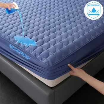 Housse de matelas imperméable de luxe-protecteur de matelas antibactérien anti-acariens, drap-housse matelassé doux et respirant 1