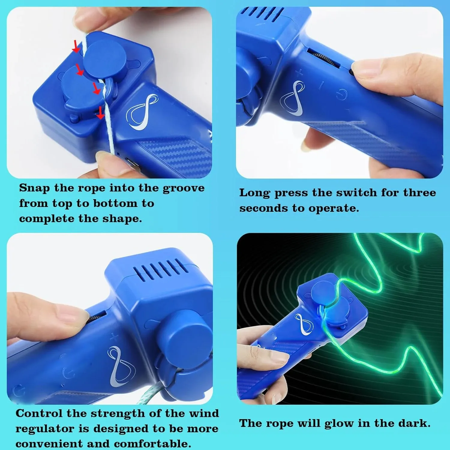 String Launcher Toy Glow-in-the-Dark Rope Launcher Electric Toys Decompression Rope Handheld Adjustable Speed