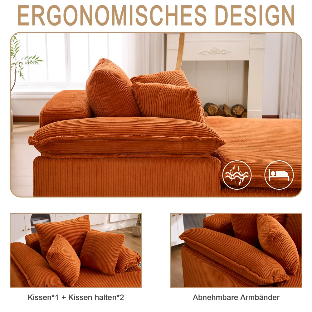 Modernes, bequemes Lese-Liegesofa mit breiten Armlehnen, keine Montage erforderlich, Sitzmöbel für das Wohnzimmer im Innenbereich – Detail 2
