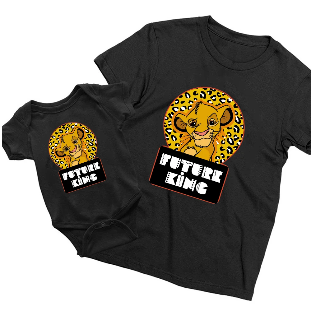 Aesthetic Fashion Lion King Simba Dream Tshirt Kids Short Sleeve Hip Hop Fashion Street Hipster Clothes Ropa Bebe Bodysuit family clothes set Family Matching Outfits