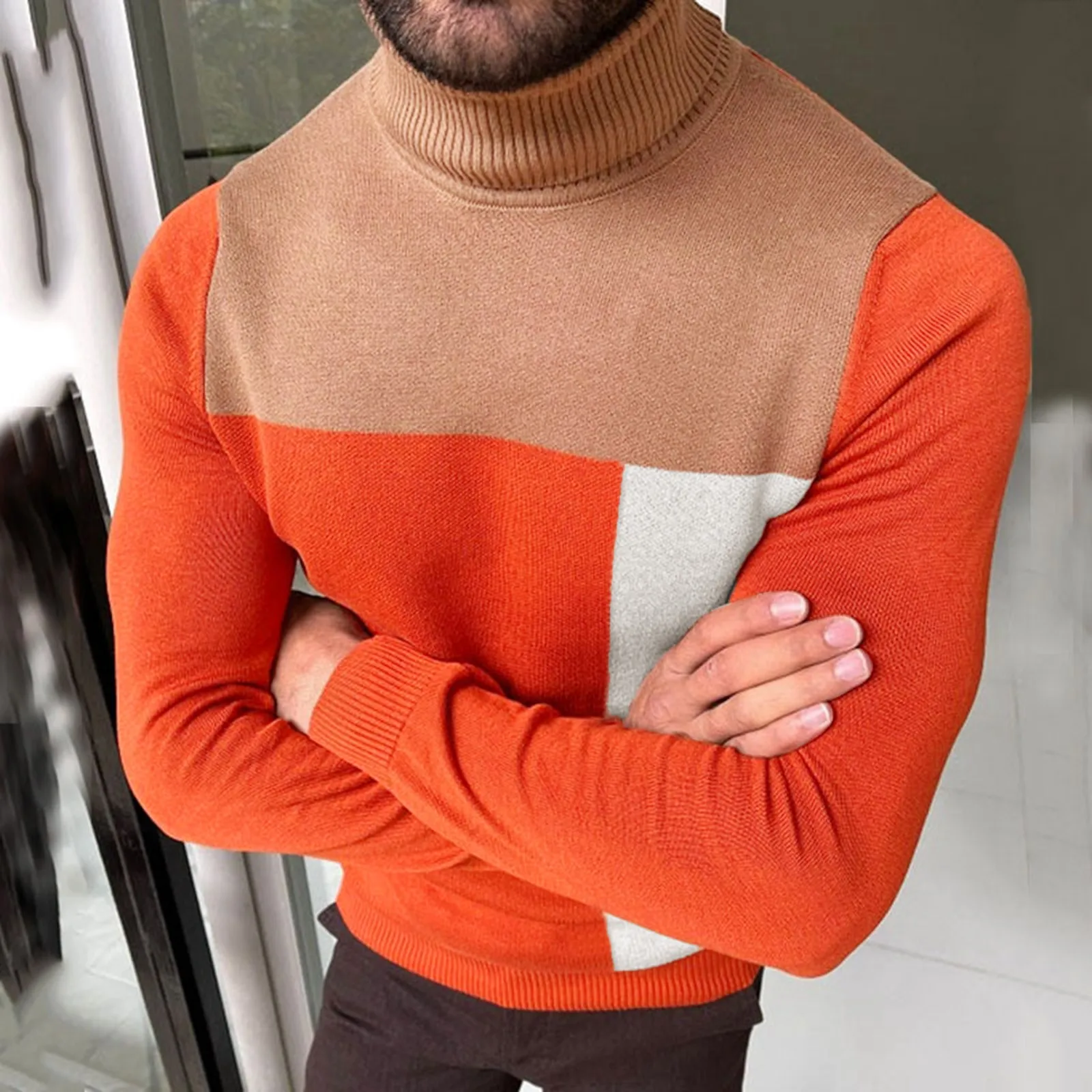 

Korean Style Sweaters Color Block Sweater Harajuku Pullover Men's Casual Sweater Autumn Winter Sueteres Hombre Dailywear 2023