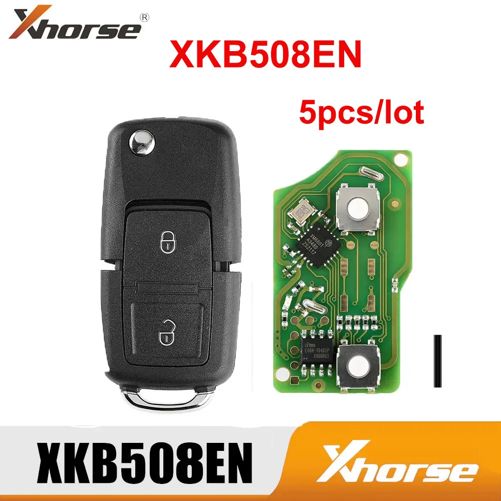 

5PCS XHORSE XKB508EN Wire Universal Remote Key B5 Style 2 Buttons for VVDI Key Tool/VVDI2 for VW English Version