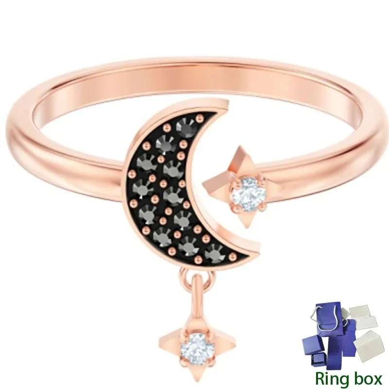 Light Luxury Temperament Shining Sun And Moon Rose Gold Ring Fashion Party 2023 New Trend Jewelry Regalo Di Natale Spedizione Gratuita