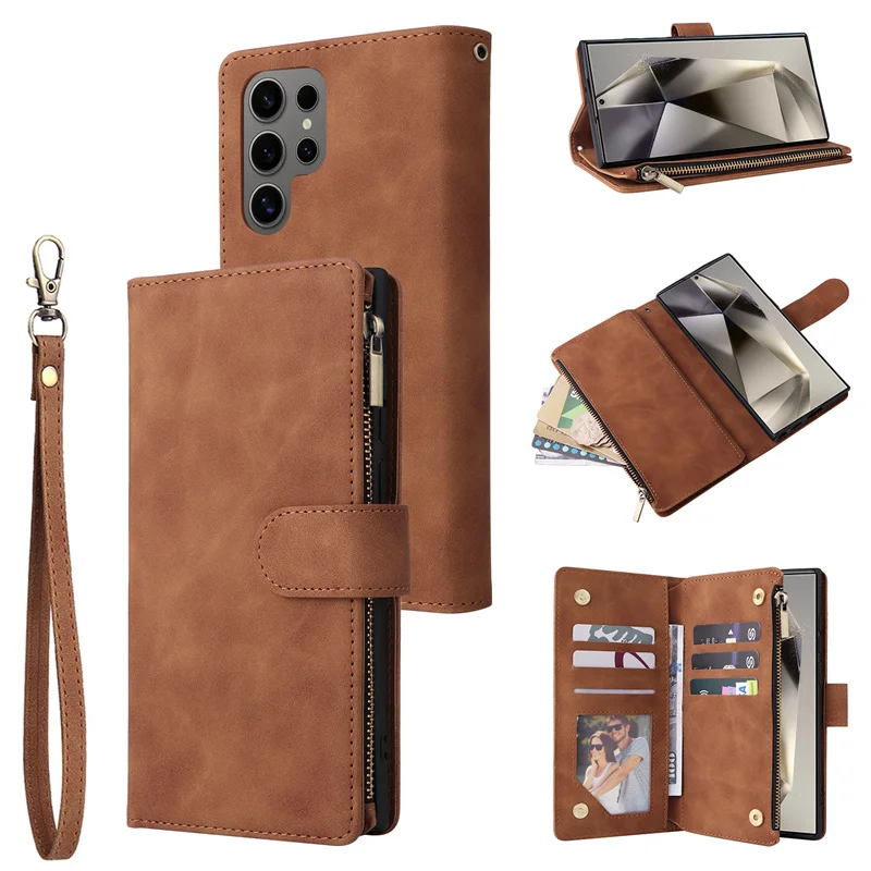 Zipper Purse Flip Leather Wallet Card Case Cover