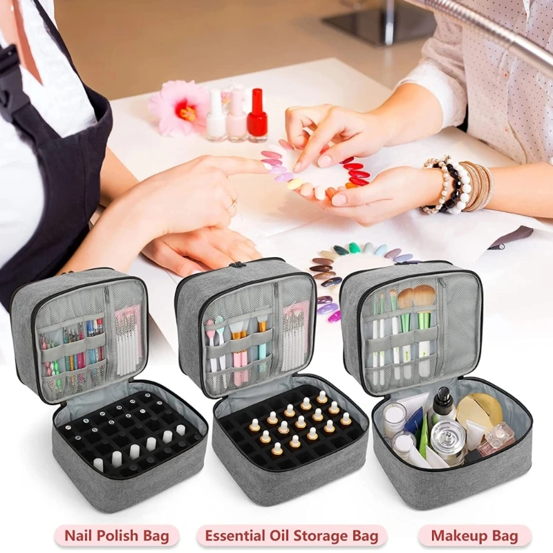 Nail Polish Storage Bag Travel Portable Organizer Double Layer Carrying