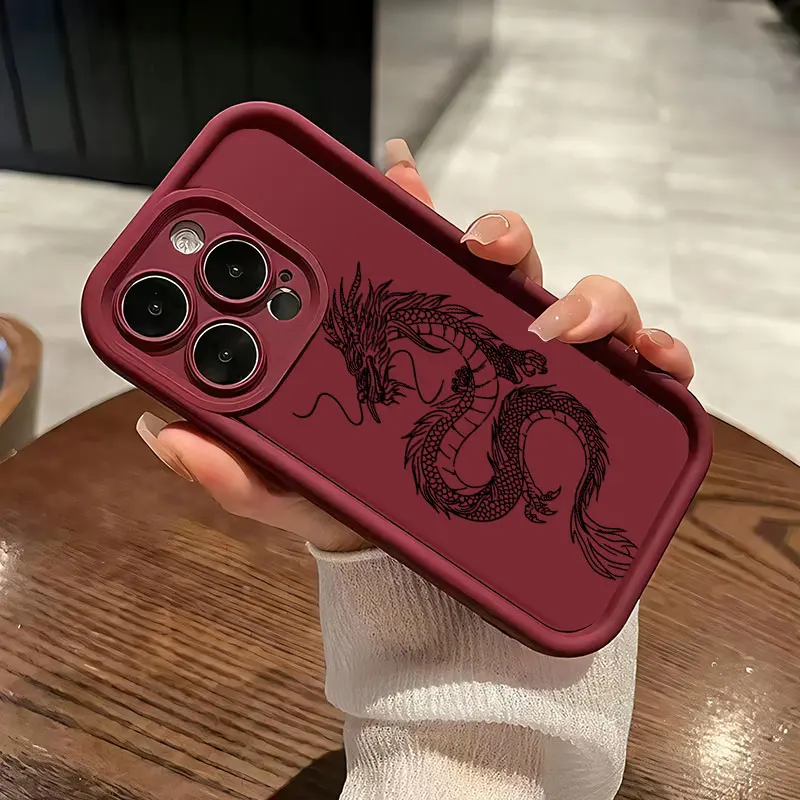 Luxury Dragon Matte Silicone Shockproof Phone Case