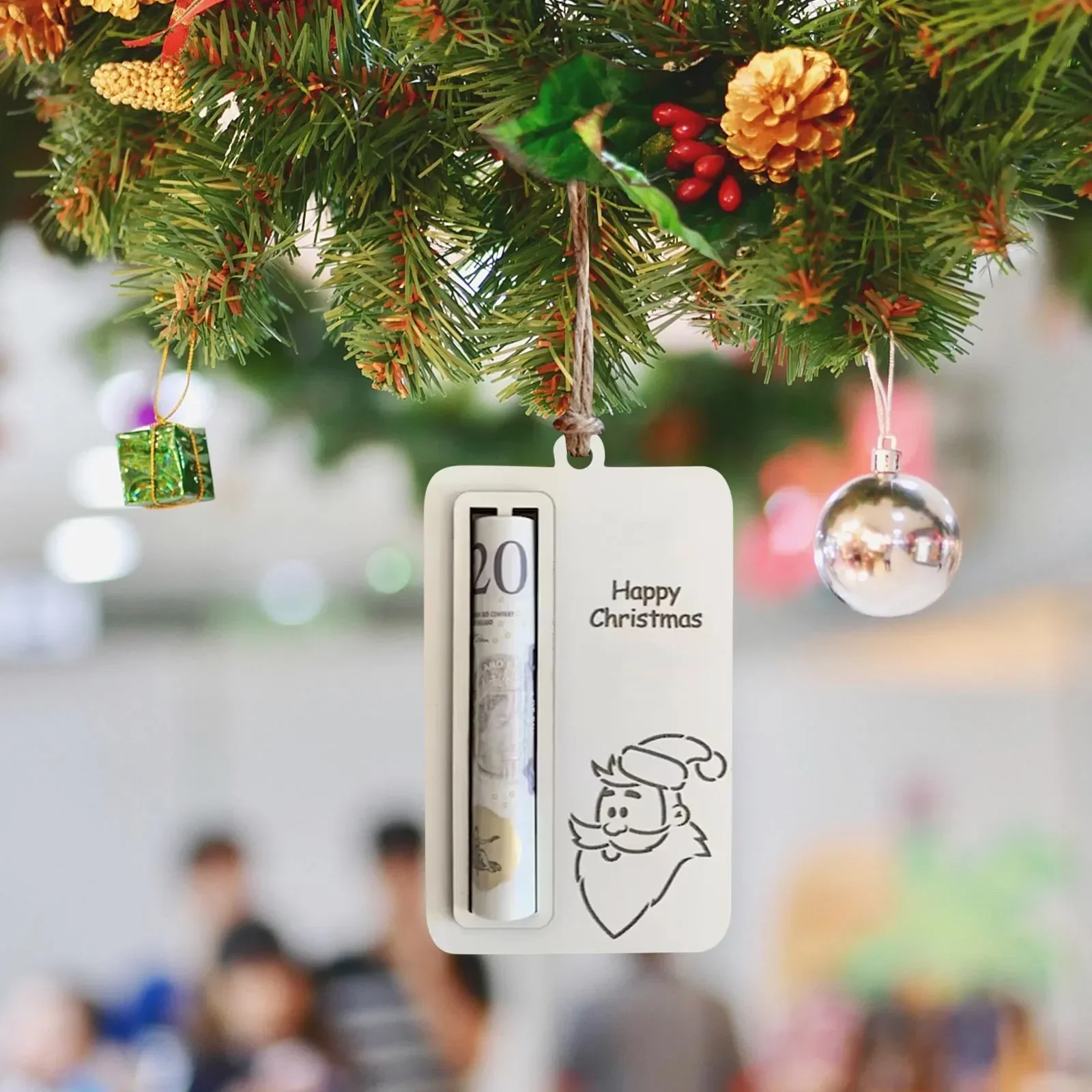 GORGECRAFT 18x9cm Porte Monnaie En Bois De Noël Boîte à Enveloppes Pour Espèces De Noël Porte Cartes De Vœux De Noël Cadeaux Pour La Famille Les Amis Les Hommes Les Femmes Table