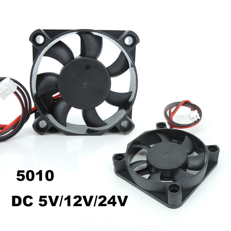 DC 5010 5V/12V/24V Computer CPU Cooler Mini Cooling Fan 50MM Small Exhaust Fan for 3D Printer 2 pin 50x50x10mm E1