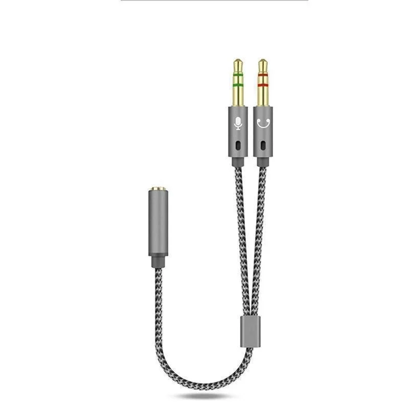Y Splitter Headphone for Computer 3.5mm 1 Female to 2 Male 3.5mm Mic Audio Y Splitter Cable Headset to PC Adapter AUX Cable