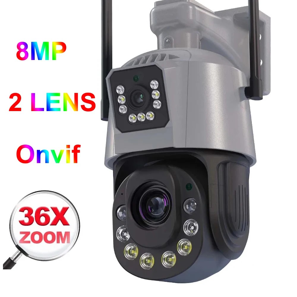 ICSEE 4K 8 Мп Wifi PTZ двойной объектив 36X зум двойной экран двухстороннее аудио с портом подключения RJ45 LAN цветное ночное видение Onvif IP66