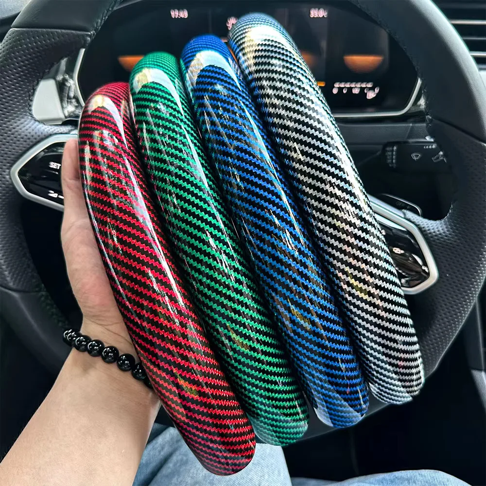 Carbon Fiber Car Steering Wheel Cover 3PCS Non-Slip Washable Anti Dust Interior Auto Accessories
