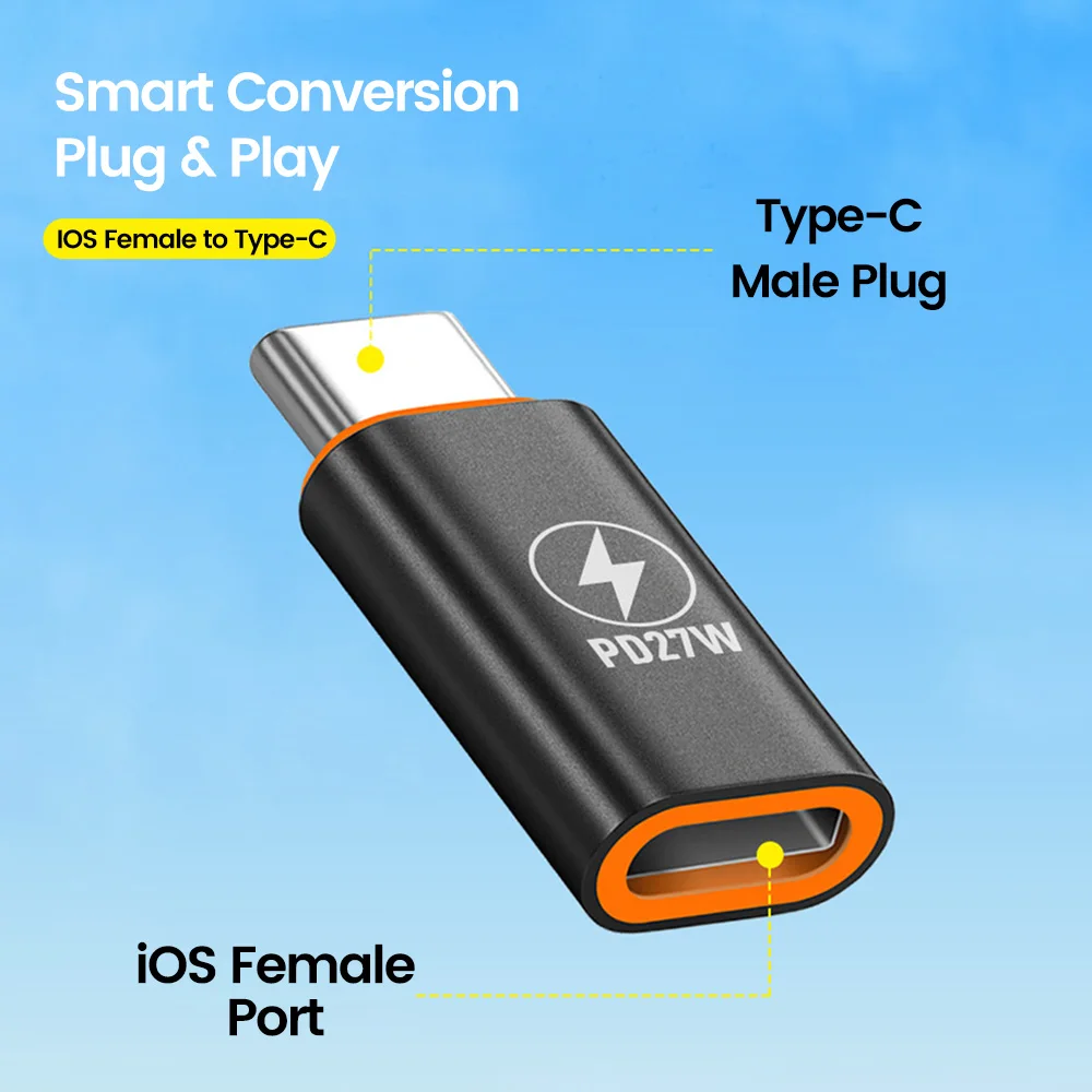 27W 타입 C-라이트닝 어댑터 고속 충전 USB C-아이오스 암 어댑터 고속 전송 USB C 컨버터 (아이폰 15, 16 호환)