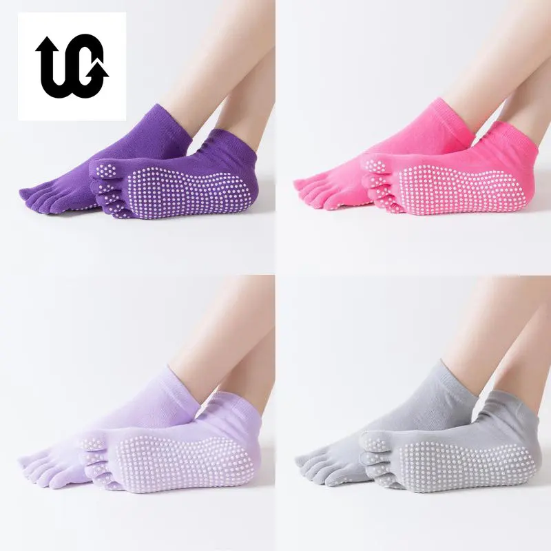 Women Sports Yoga Socks Anti-slip Five Fingers Silicone Non-slip 5 Toe Socks Ballet Gym Fitness Sports Cotton