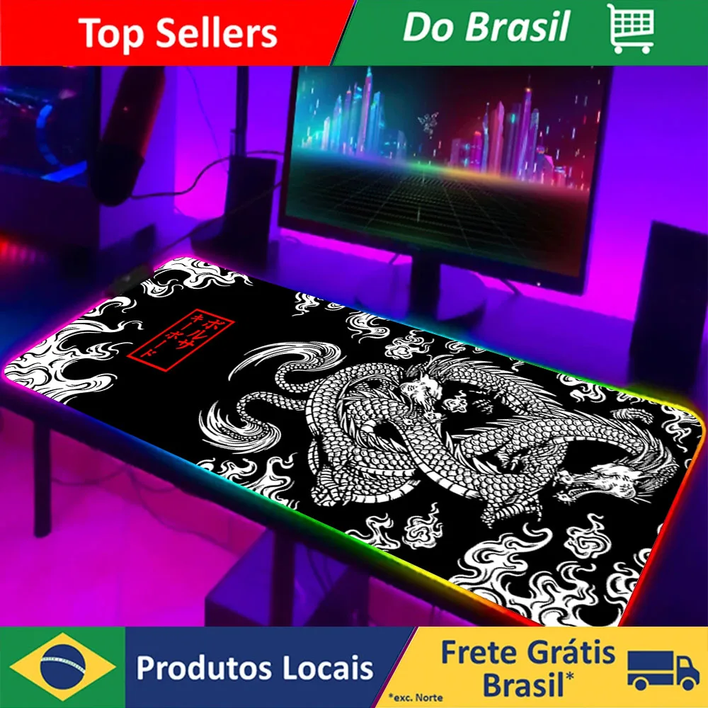 

RGB Chinese Dragon Mouse Pad Laptop Mat Gaming Mousepad Backlit Pcmouse Mouse Mat Anime Backlight Computer Gaming Accessories