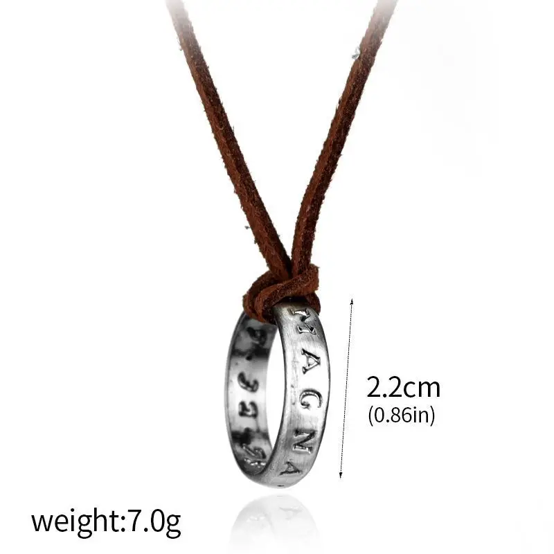 Game Uncharted 4 Necklace Game Character Nathan Drake Cosplay Pendant Ring Leather Chain Vintage Engraving Pendant Jewelry Props pendant necklace