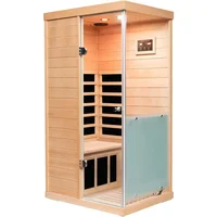 Far Infrared Sauna Room, 1 Person Sauna, 060W Indoor Sauna, 1 Bluetooth Speakers, 1 LED Reading Lamp Hemlock Wood Sauna Room 1