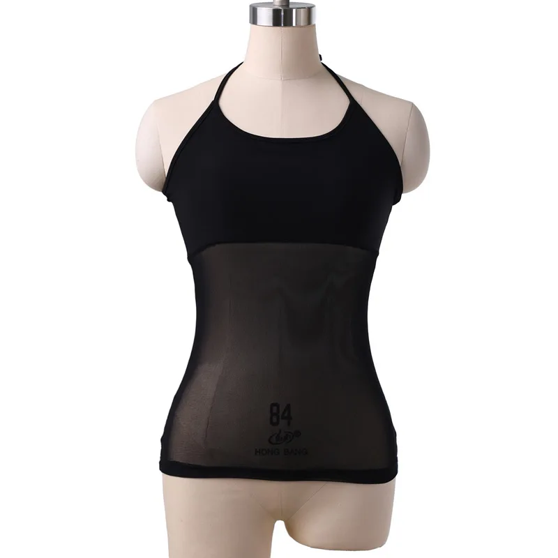 

Женская майка без рукавов с завязкой через плечо, сетчатый кроп-топ на бретельках, тренировочная Базовая Сексуальная Блузка Для Танцев Живота, танцевальная одежда для взрослых, футболка