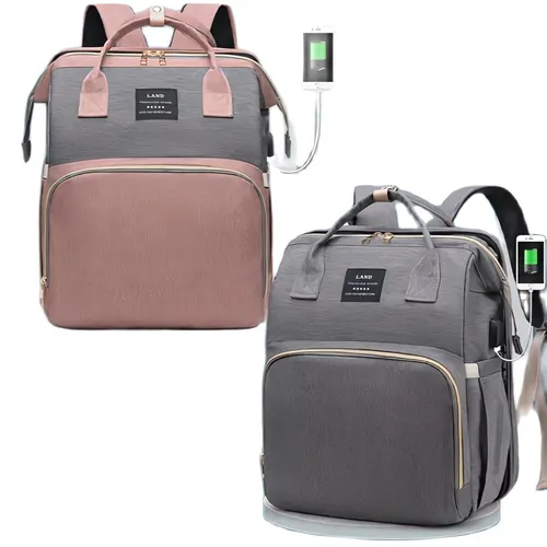 엄마 아기 기저귀 가방, 배낭 교체 패드 쉐이드, 모기장 습식 및 건식 휴대, USB 충전 포트, 유모차 걸이 가방 무료 3