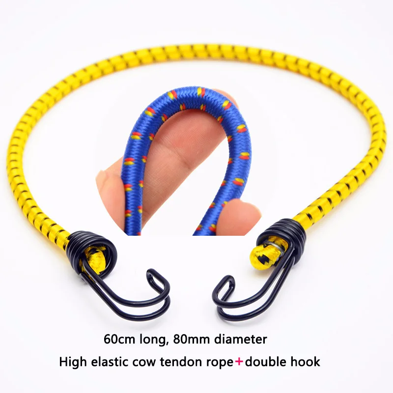 Bungee Cord Elastic Rubber With Hooks 60cmx8mm Tent Rope Clothes Drying Rope Camping Luggage Packaging Outdoor Accessories