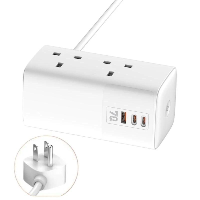 70W 파워 스트립 타워 2 개 매장 3 개 3 개 USB 포트 서지 보호 홈 오피스 기숙사를위한 플랫 플러그