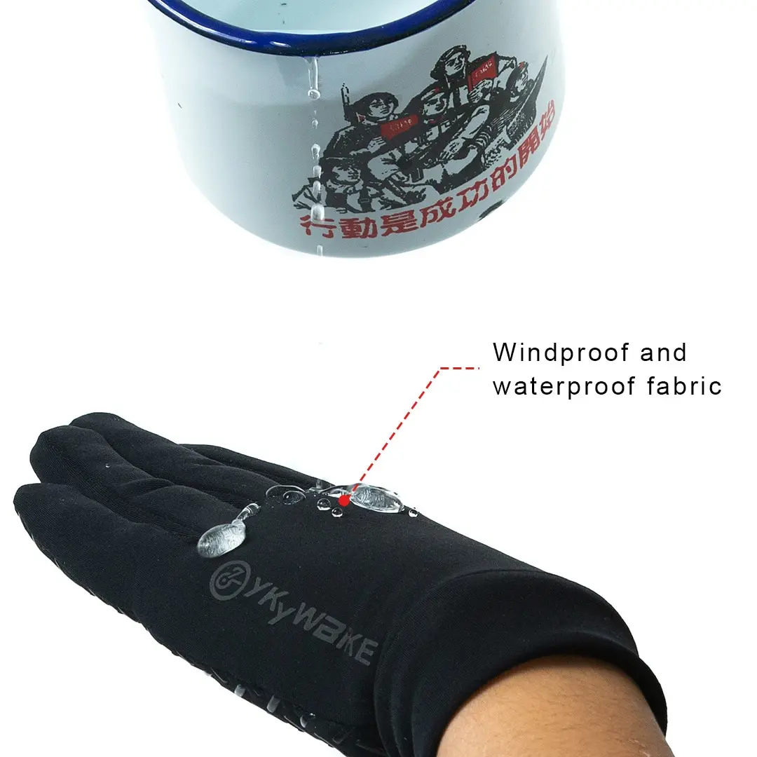 YKYWBIKE Winter Cycling Gloves Men Women Touch Screen Padded Bike Glove Water Resistant Windproof Warm AntiSlip Elastic Running 6