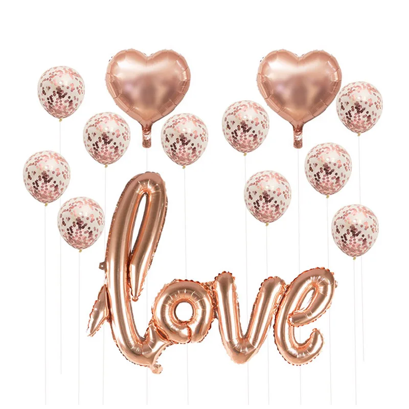 Rose Gold Wedding Birthday Party Balloons Happy Birthday Letter Foil Balloon Baby Shower Anniversary Event Party Decor Supplies