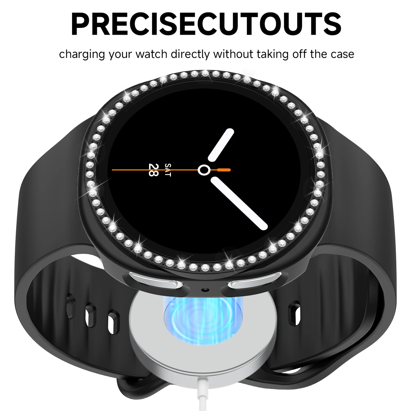 Premium Silicone Band and Protective Case with Tempered Glass