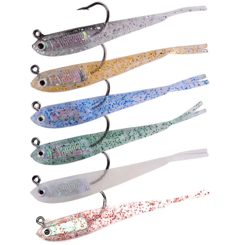 5Pcs Soft Lure Shad Tail 70Mm Con O Senza Gancio Pesce Silicone Artificiale Morbido Pesce Forchetta Coda Pesce Gatto Esca Per Attrezzatura Da Pesca