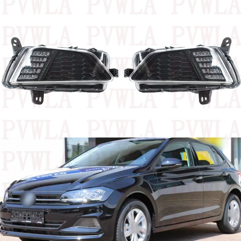 

Front Bumper LED DRL Daytime Running Lights Fog Lamp 2G0941661B 2G0941662B For VW POLO Hatchback 2018 2019 2020 2021 2022