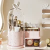 360° Rotating Cosmetic Brush Shelf Organizer Cosmetic Display Case Desktop with Drawer Storage Organizer For Living Room Bedroom 2