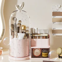 360° Rotating Cosmetic Brush Shelf Organizer Cosmetic Display Case Desktop with Drawer Storage Organizer For Living Room Bedroom 2
