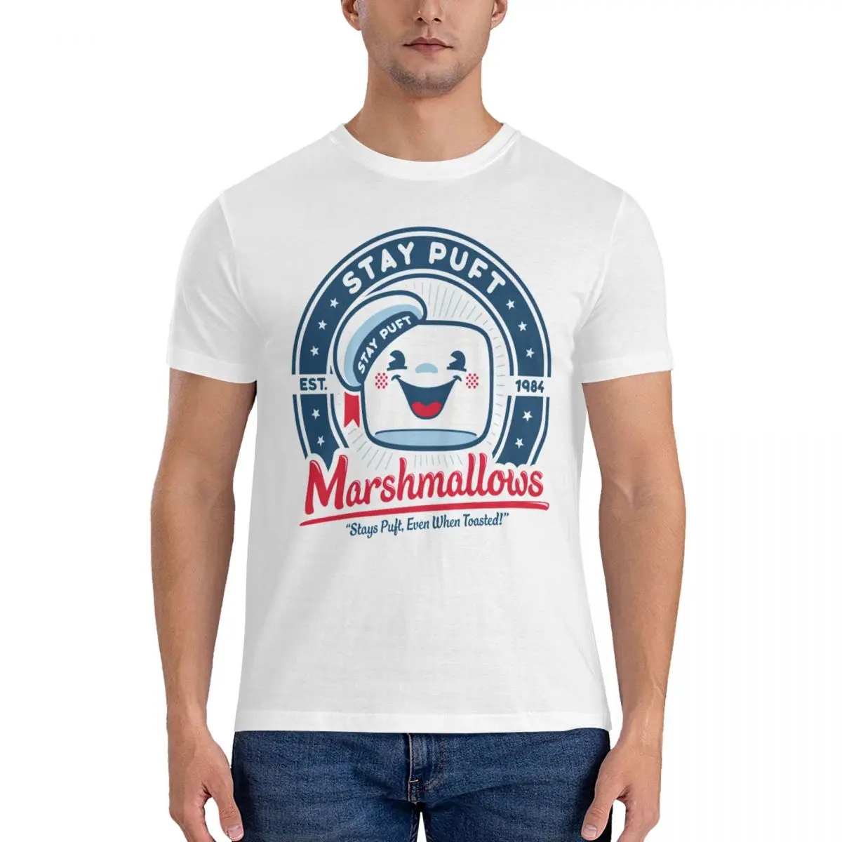 Marshmallow Happy Camper Marshmallow 1 Tees Activity Competition Casual Graphic Humor Graphic T-Shirt Per Adulti Girocollo