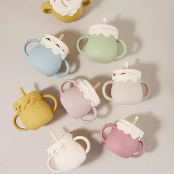 New arrival training cup 280ml Baby Cup- 3 in 1 Silicone Snack Cup, Sippy Cup, Leak Proof, Ice Cream Shape