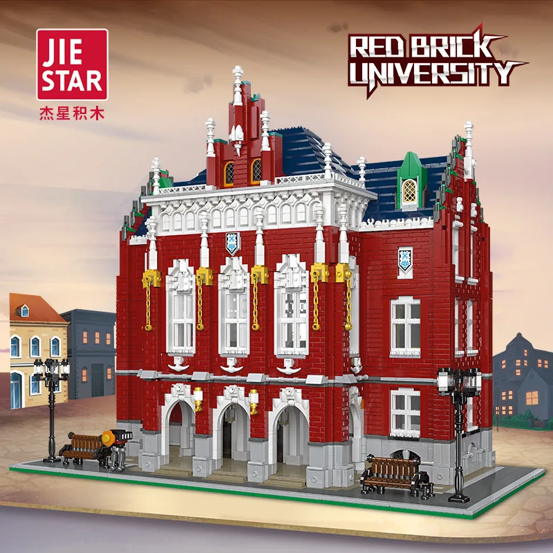 

JIESTAR The Red Brick University Modular House Building Blocks Model 6355 PCS Kids Birthday Christmas Gifts 89123