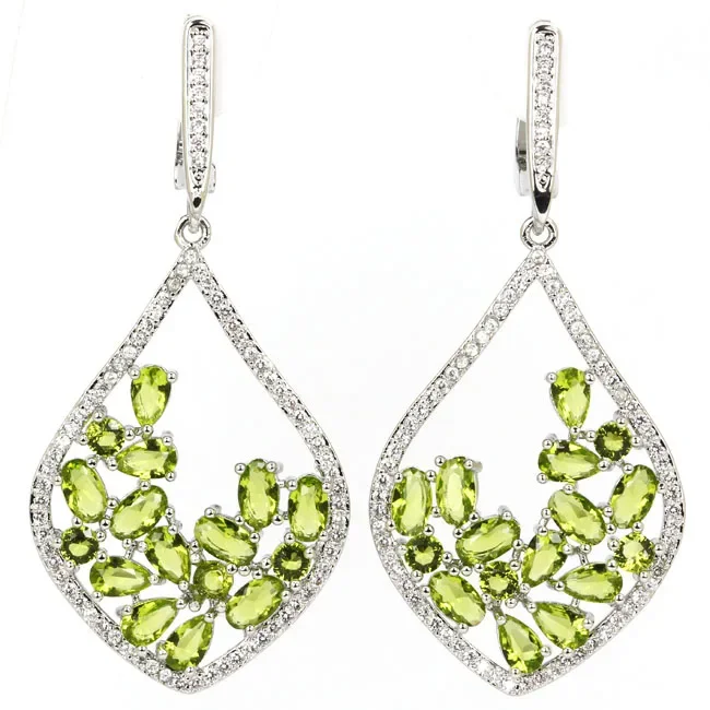 925 SOLID STERLING SILVER Customized Earrings Iolite Green Emerald Green Peridot London Blue Topaz  CZ Woman's Wedding Polished