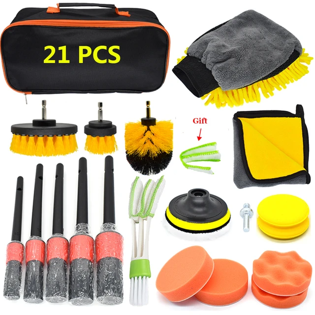 21PCS Car Interior Detailing Kit with High Power Handheld Brush Car  Cleaning Kit Detailing Brush Set Windshield Cleaning - AliExpress