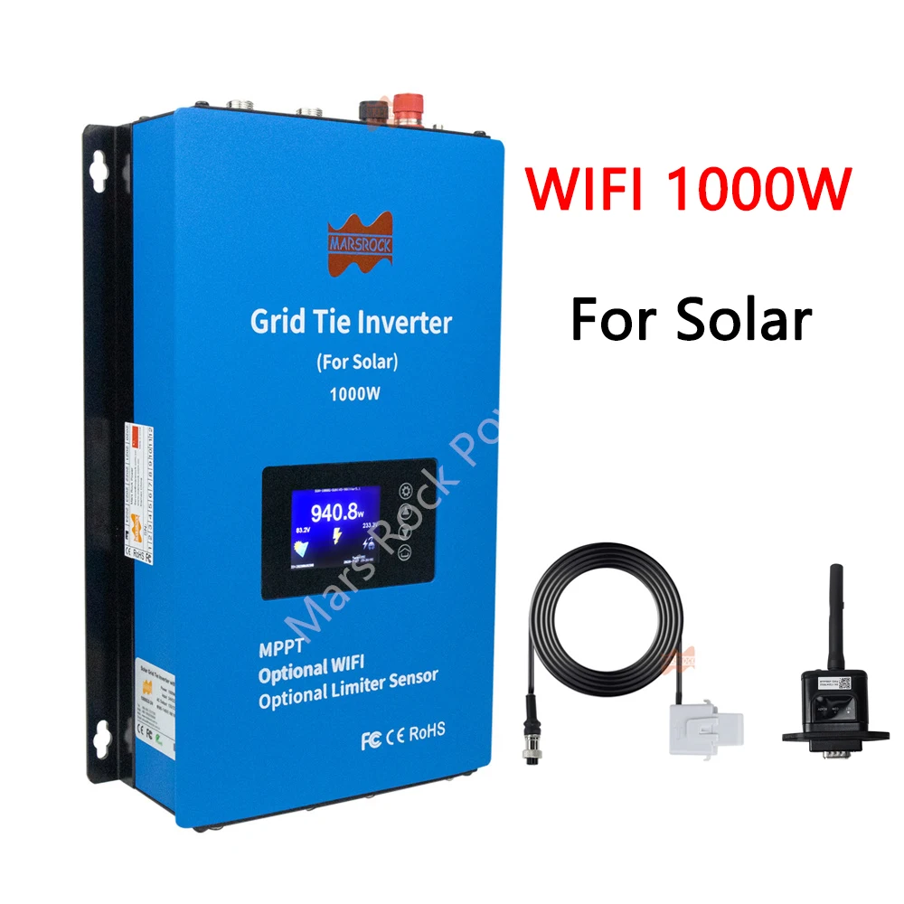 1000W 24V 48V Mppt Solar Power Grid Tie Inverter Limitatore Batteria Scarica Monitor Wifi Display Lcd Da Dc22-90V A Ac95-265V